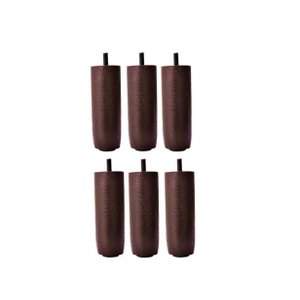 Kit de 6 Pés para Cama Box ou Baú Queen King 12 Cm de Altura Tdc Madeira Maciça Cor:marrom