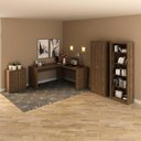 Ver imagem 1 de Kit Escritório Completo com Mesa Estante Armário e Balcão Cor:nogal