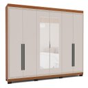 Ver imagem 2 de Roupeiro Casal Valência 6 Portas com Espelho 242x214cm Freijó/Creme 240852