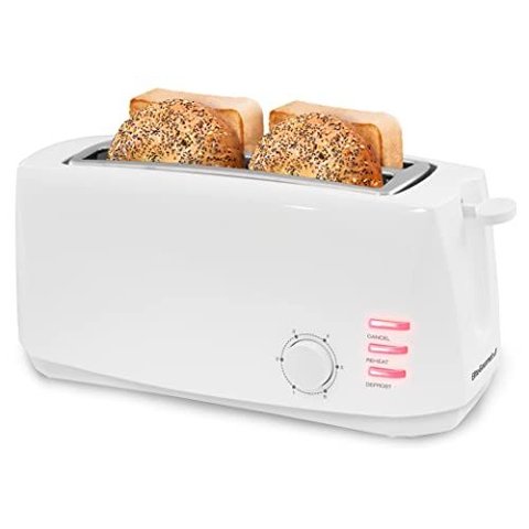 Elite Gourmet Torradeira 4 Fatias com Slots Longos, Funções Extras (branca)