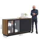 Ver imagem 4 de Aparador para Sala Buffet Ambiente Vitória Noce Milano Preto Acetinado – Colibri