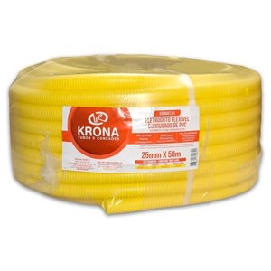 Mangueira Corrugada Conduite 25mm 3/4 Amarelo 50m Krona
