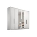 Ver imagem 1 de Guarda Roupa Casal 6 Portas e 6 Gavetas c/ Espelho Rizon Plus Branco - Novo Horizonte