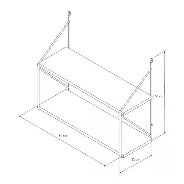 Prateleira Suspensa 60x50cm 2 Prateleiras Fly Ds Artefatos - 2