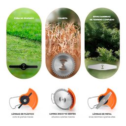 Roçadeira Cortador Aparador Grama 2 Baterias Recarregável - 6