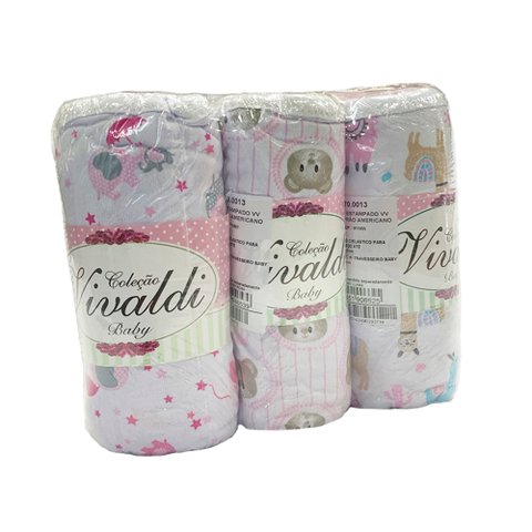 Kit Atacado 3 Jogos de Berço Estampado Vivaldi Menina Sortido Para Revenda Sul Brasil Vivaldi Baby