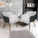 Ver imagem 2 de Kit 2 Poltronas Decorativas Jade Pés Palito Corano Cinza/Algodão Cinza - Casaepoltrona