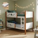 Ver imagem 2 de Beliche Infantil Solteiro Star 2 Colchões Cama Criança Quarto Infantil Divaloto - Branco Mel