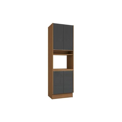 Paneleiro de Cozinha Vibra T629 C/ 4 Portas e 1 Nicho P/ Forno 70cm Canela/grafite Lacca -