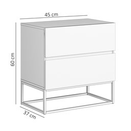 Mesa de Cabeceira 2 Gavetas Off White Estilo Industrial Pés de Ferro Dourado - 4