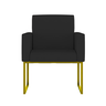 Poltrona Decorativa Courino Recepção Base Ferro Dourado Cor:courino Preto - 2
