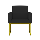 Ver imagem 2 de Poltrona Decorativa Courino Recepção Base Ferro Dourado Cor:courino Preto