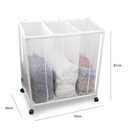 Ver imagem 3 de Carrinho Lavanderia Triplo Cesto de Roupas com Rodinhas Organizador Lencol Toalha Casa Hotel Pousada