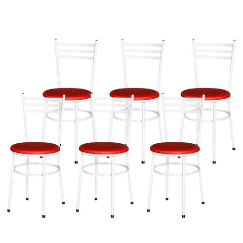 6 Cadeiras Epoxi Branca para Cozinha:vermelho