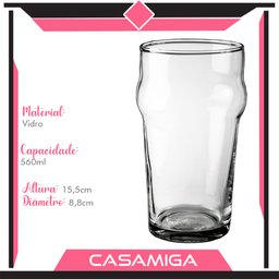 Conjunto 6 Copos Bruselas Chopp Cerveja Vidro Bar 560ml - 5