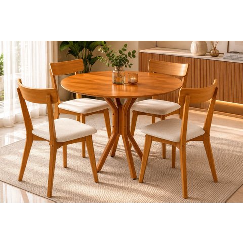 Conjunto Mesa Nairóbi e 4 Cadeiras Rafa Redondo Nozes Yescasa