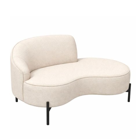 Sofá Curvo Billini 2 Lugares 150cm Off White Bouclé Braço Direito Sallar Home
