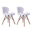 Ver imagem 1 de Kit 02 Cadeiras Estofada Jantar Charles Eames Eiffel Slim Wood Confort Branco