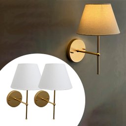 Kit 2 Arandela Luminária de Parede Dourado Cúpula Branco Quarto Suite - 1