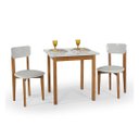 Ver imagem 2 de Mesa Cadeiras 80cm Estofado Mdf Pinus para Ambientes Pequeno:off White