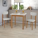 Ver imagem 1 de Mesa Cadeiras 80cm Estofado Mdf Pinus para Ambientes Pequeno:off White