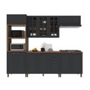Ver imagem 2 de Cozinha Modulada 5 Peças 1 Torre Quente 2 Balcão com Tampo 2 Aéreos 100% MDF com Vidro Bari