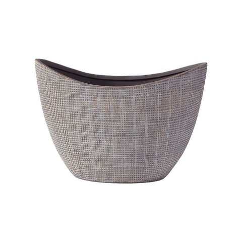Vaso Decorativo em Ceramica 34 Cm Cinza