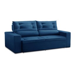 Sofá Retrátil e Reclinável 3 lugares com Molas 1,80m Lais Suede Azul Adonai Estofados - 4