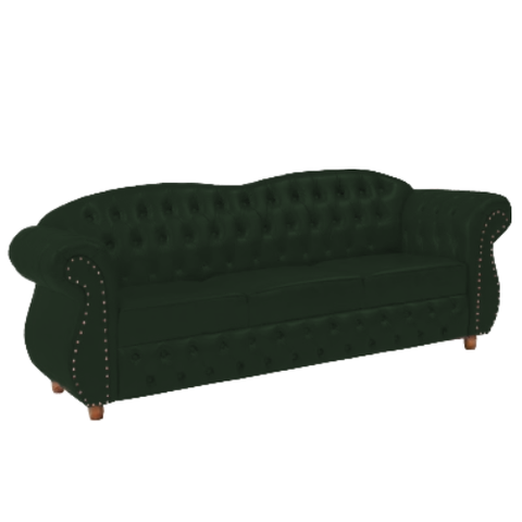 Sofá Chesterfield Merlo 3 lugares 2M - Suede Verde Musgo / Decoração, recepção, Barbearia, sala tv e