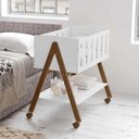 Ver imagem 1 de Mini Berço Sissi Branco| Vira Escrivaninha e Cesto Brinquedo | Inmetro
