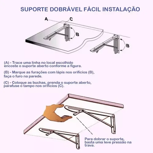 Bancada Dobravel de Parede 90x40 Mesa Retrátil Cozinha - 5