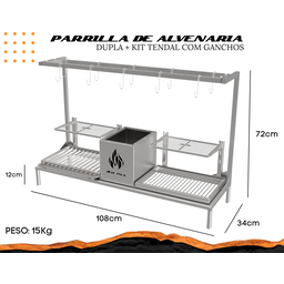 Churrasqueira Hotbox Parrilla Para Alvenaria - 1 Firebox + 2 Grelhas Argentina / Uruguaia + KIT TEND - 2