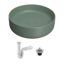 Ver imagem 1 de Cuba de Apoio Deca Slim 40x40 Redonda Sálvia + Válvula + Sifão
