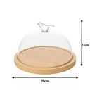 Ver imagem 3 de Kit 2 Queijeiras 20cm Vidro Base Bambu Porta Frios Bird Wolf