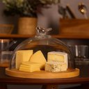 Ver imagem 2 de Kit 2 Queijeiras 20cm Vidro Base Bambu Porta Frios Bird Wolf