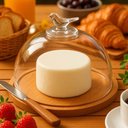 Ver imagem 6 de Kit 2 Queijeiras 20cm Vidro Base Bambu Porta Frios Bird Wolf