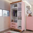Ver imagem 2 de Quarto Infantil Completo Kids 4 Portas 6 Gavetas Rosa/nature - Panorama Móveis