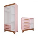 Ver imagem 5 de Quarto Infantil Completo Kids 4 Portas 6 Gavetas Rosa/nature - Panorama Móveis