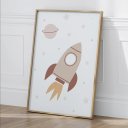 Ver imagem 4 de Kit 3 Quadros Decorativos Infantil - Astronauta Boho NO2 - 30x40 - Moldura Madeira