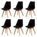 Ver imagem 1 de Kit com 6 Cadeira Leda Preta - Charles Eames Wood com Almofada Preta