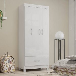 Guarda-Roupa Solteiro 3 Portas 1 Gaveta Prince 