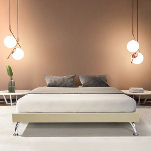 Base Cama Box King Casal Japonesa 195cm em Veludo Bege