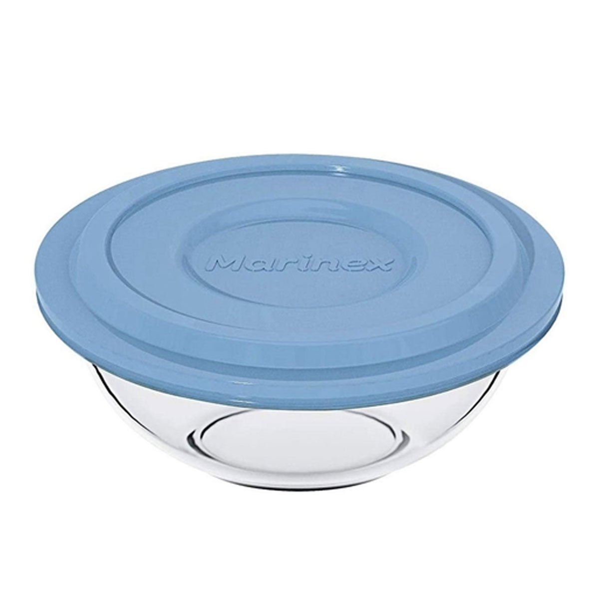 Tigela de vidro Plus Marinex redonda com tampa 1,5 L Azul | MadeiraMadeira