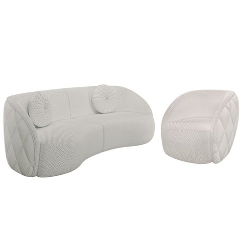 Sofá Decorativo 4 Lugares 318cm com Almofadas e Poltrona Zion M22 Linho Cru - Mpozenato