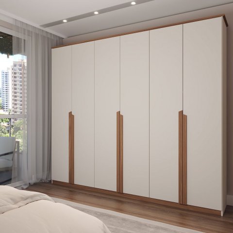 Guarda-roupa Casal Calábria Slim 6 Portas 6 Gavetas Nature/off White - Panorama Móveis