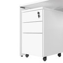Ver imagem 3 de Gaveteiro Escritório 3 Gavetas C/ Chave e Rodízios Móveis F5 Cor:branco