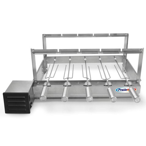 Gira Grill Inox 5 Espetos para Churrasqueira Bivolt Pratic