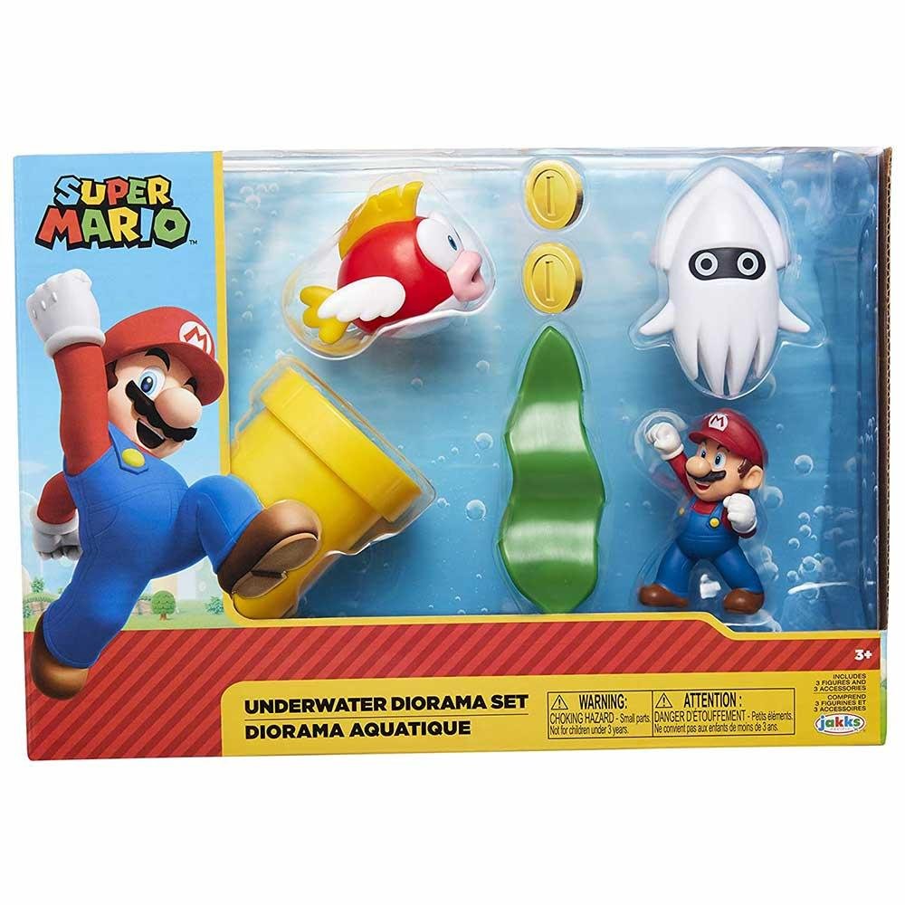 Conjunto e Mini Figuras - Super Mario - Underwater - Subaquático - Candide - 1