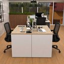 Ver imagem 2 de Kit Estação de Trabalho 2 Lugares + 2 Cadeiras de Escritório Ergonômicas Mesa 120x60cm