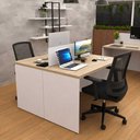 Ver imagem 1 de Kit Estação de Trabalho 2 Lugares + 2 Cadeiras de Escritório Ergonômicas Mesa 120x60cm